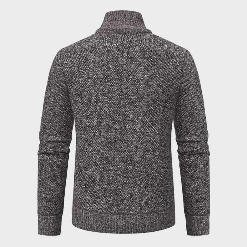 Men's Zipper Half Turtleneck Velvet Sweater: Warm Knitted Casual Autumn/Winter Pullover In Large Sizes