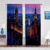 London Scenery Famous City England Big Ben Tulle Sheer Window Curtains for Living Room Bedroom Modern Voile Curtains Decoration