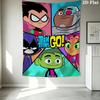 Teen Titans Wall Tapestry Aesthetic Wall Hanging Printed Fabric Blanket Decorative Tapestries For Bedroom Living Room Home Decor