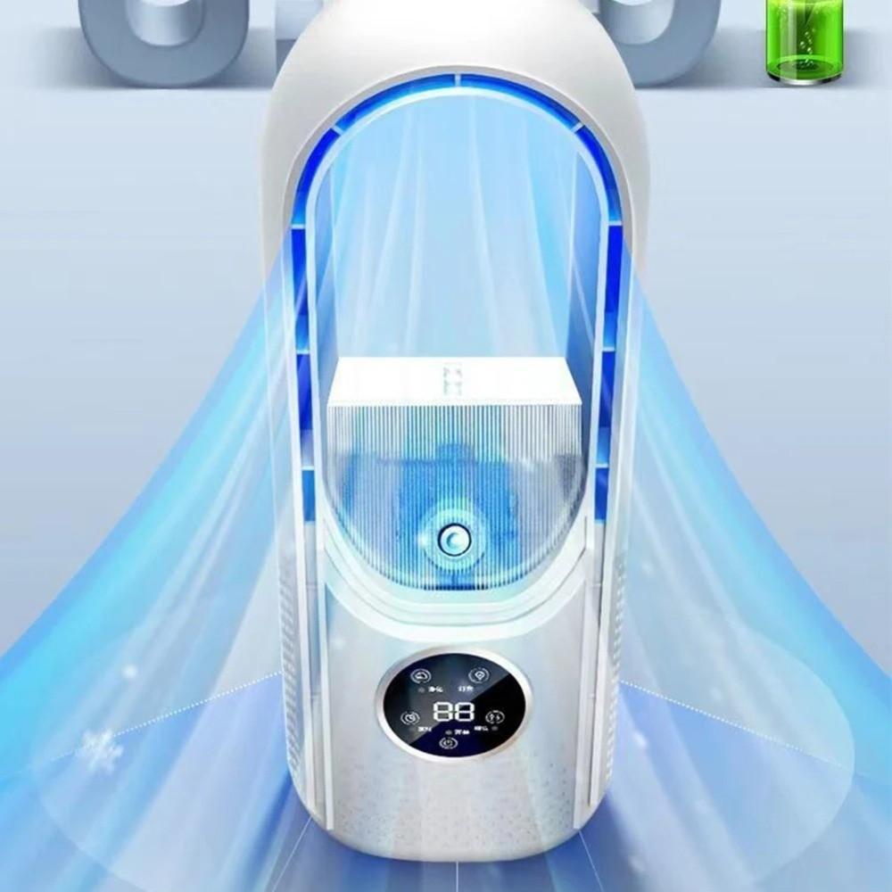 Colorful Lights Desktop Humidifying Fan Bladeless Mini Air Cooler Mist Electric Fan Traveling