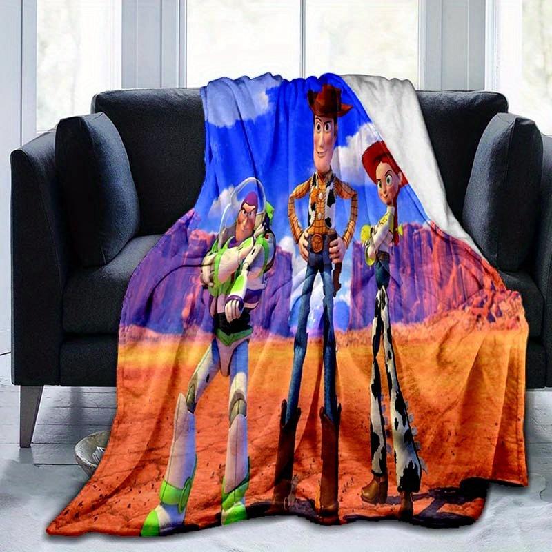 1pc Toy Story Printing Flannel Blanket for All Season, Unisex Cartoon Blanket, Office Blanket, Lunch Rest Blanket