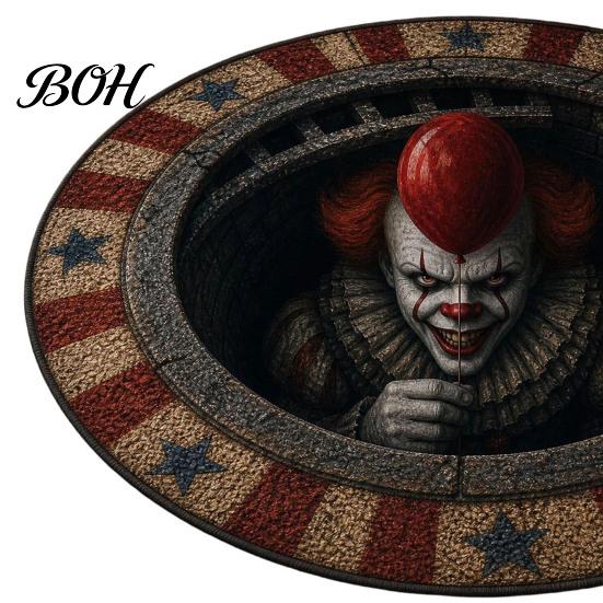 Non Slip Floor Decor 3D Horror Area Rug, Round Halloween Mat, Realistic Creepy Easy Clean Seasonal Mat Patterns, Non-slip Washable Rug for Living Room