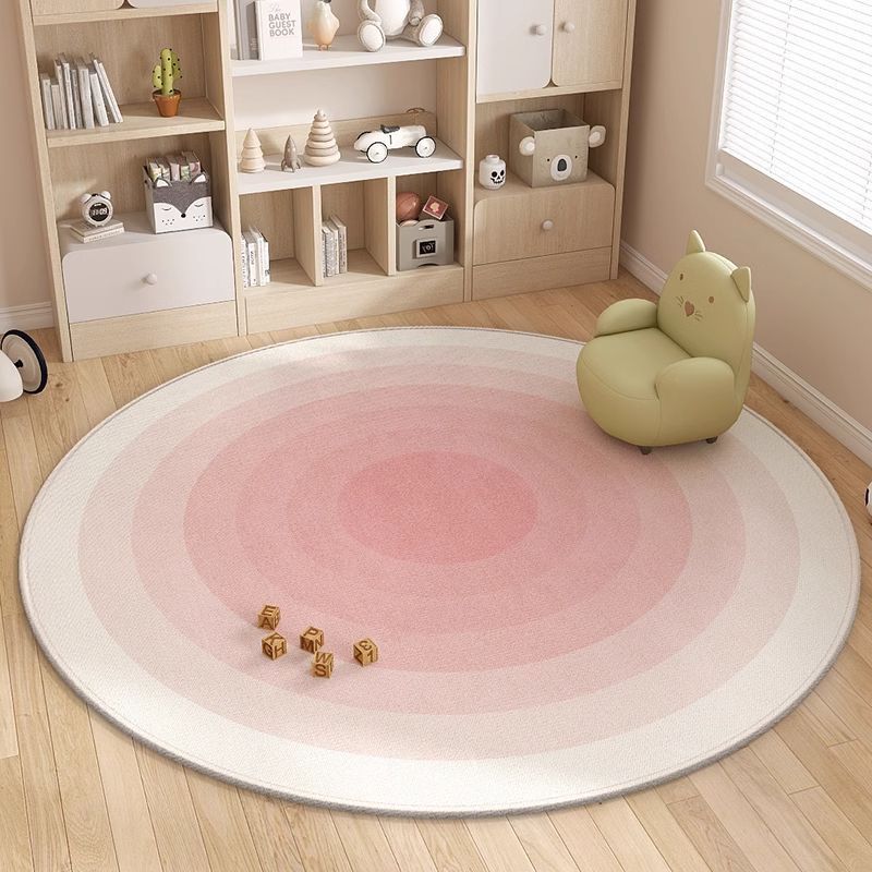 Happy Childhood Cloud Round Rug - Pink Gradient Children's Room Carpet Mat  Used for Home Decoration  Non Slip Children's Rug