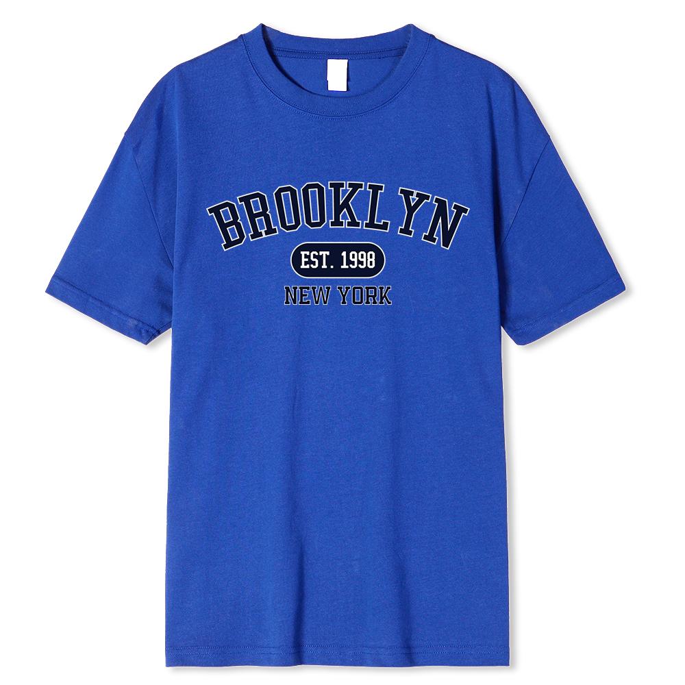 Brooklyn Est.1998 New York Printed Men T-Shirts 100% Cotton Breathable Top Fashion Harajuku Breathable T-Shirt