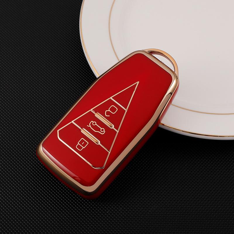 Чехол для ключа автомобиля Dongfeng Venucia: Защитный чехол с золотой кромкой для D60, T60plus/EV, T90, T70 с пряжкой