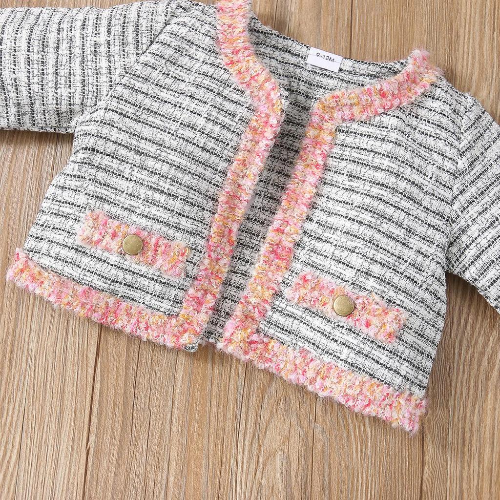 Комплект из 2 одинаковых пиджака и юбки из искусственного меха для маленьких девочек