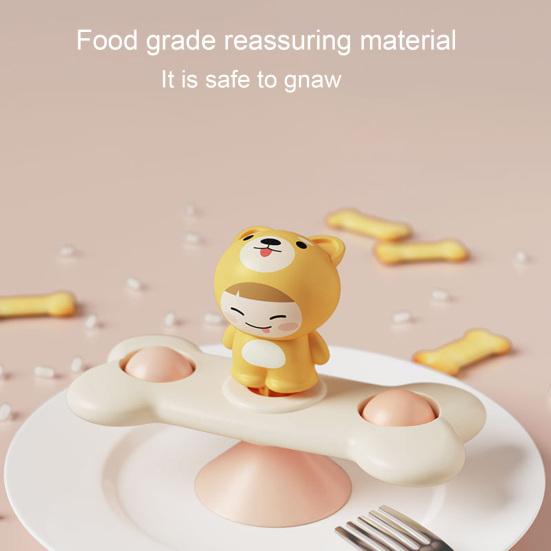 Emotional Comfort Plastic Eco-friendly Colorful Cartoon Animal Rattle Baby Soothing Toy Spinning Top