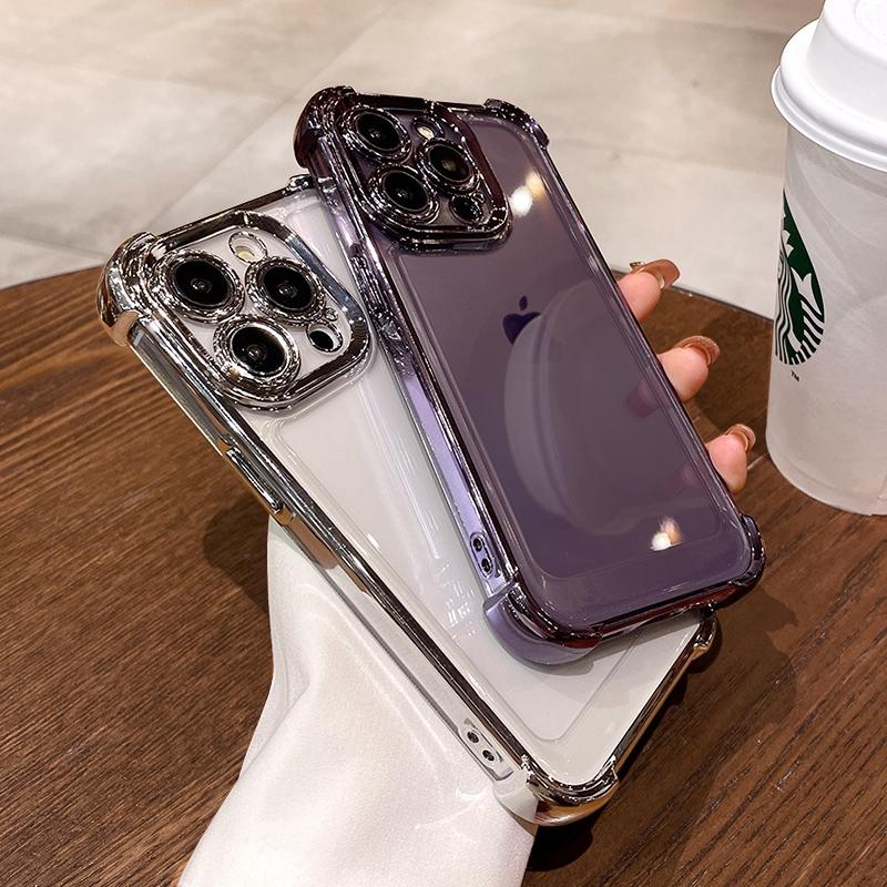 Роскошный гальванический прозрачный чехол для телефона iPhone 15 14 13 12 11 Pro Max Plus X Xs XR Max, противоударный прозрачный чехол с бампером