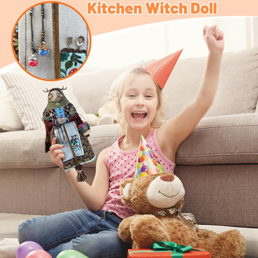 Handmade Kitchen Witch Doll Luck Companion For Your Kitchen, Hanged Witch Dolls Hanging Pendant