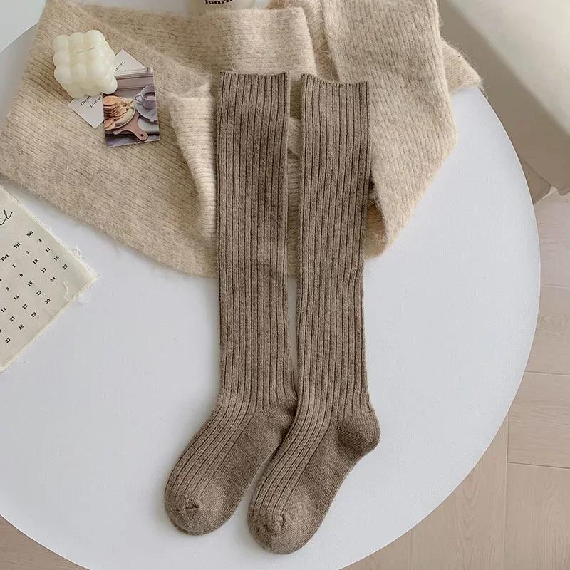 Чулки женские осенне-зимние толстые теплые гольфы женские чулки шерстяные кашемировые термо женские однотонные длинные носки чулки