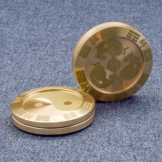 Монеты Фиджет Слайдер Забавные Китайские Иероглифы Тайцзи Круглый из Латуни Приносят Удачу Портативный Снятие Стресса Игрушка Спиннер с Монетами Удачи Подарок для Взрослых