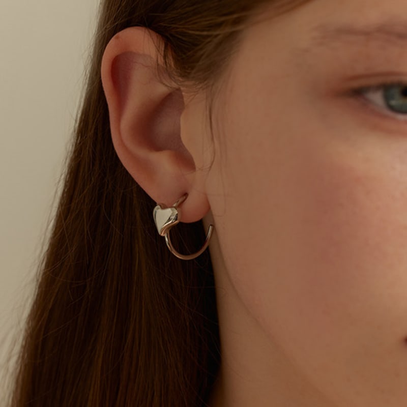 Lewe Volume heart hoop earring