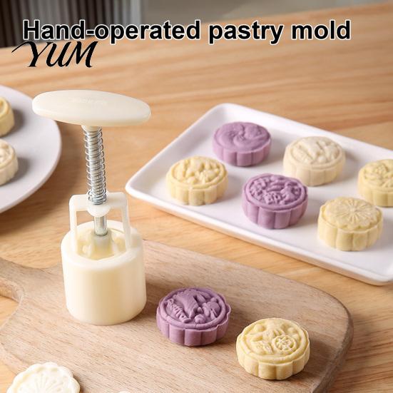 Professional Pastry Embosser Dual-Head Mold, 2-in-1 DIY Baking Press Tool for Mooncake Kitchen Supplies Holidays Cookie Cake, Detachable ABS