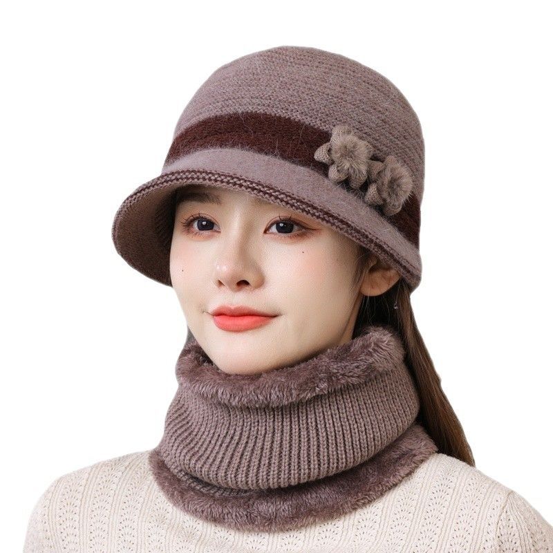 Шапка для женщин среднего и пожилого возраста, зимняя, теплая, утолщенная, для пожилых бабушек и мам, вязаная из хлопка и кроличьей шерсти, шапка для пожилых леди