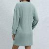 Women's Autumn And Winter Casual Fashion Long Sleeve Solid Color Round Neck Hip Cover Dress