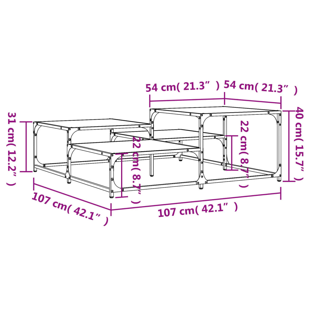 Coffee Table Brown Oak Look 107x107x40 cm Wood Based Panel
