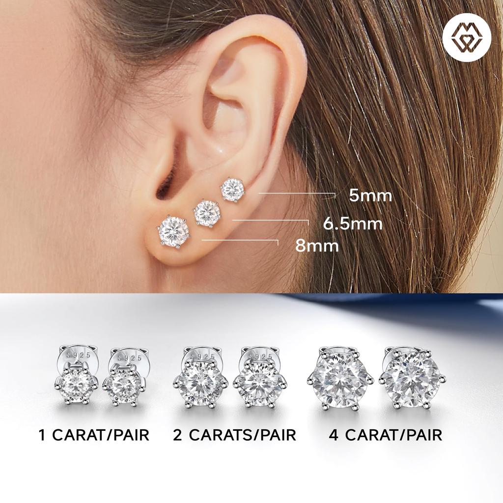 MomentWish Серьги с муассанитом 1 карат Серьги Гипоаллергенные серьги D Color VVS1 Серьги с имитацией бриллианта 5 мм Серьги, женские женские женские