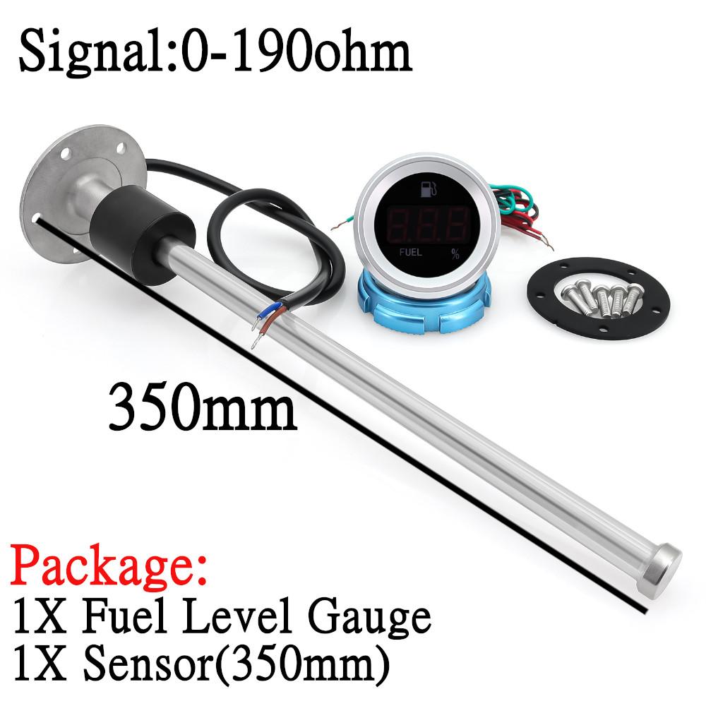 New Digital 52mm Fuel Level Gauge+Fuel Level Sensor 100~500MM 0-190ohm Waterproof LCD Oil Tank Meter for Auto Car Truck 12V/24V