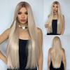 Super Long Lace Front Wig Straight Blonde Wigs with Dark Root for Women Daily Party Cosplay Wedding High Density