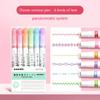 6Pcs Flower Line Shaped Highlighter Pens, Roller Tip, Curve Liner Marker, Writing, Journaling, Drawing Stationery, Kawaii