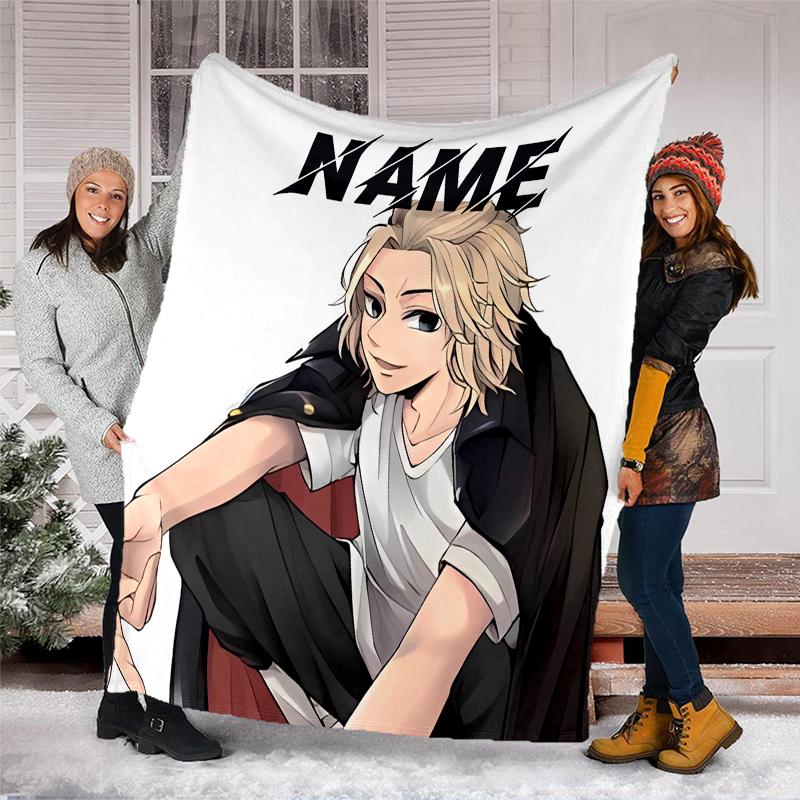 Personalized Custom Name Blanket - Tokyo Revengers Print Design,Blanket for Sofa,Bed,Travel,Camping - Soft and Warm, Great Gift