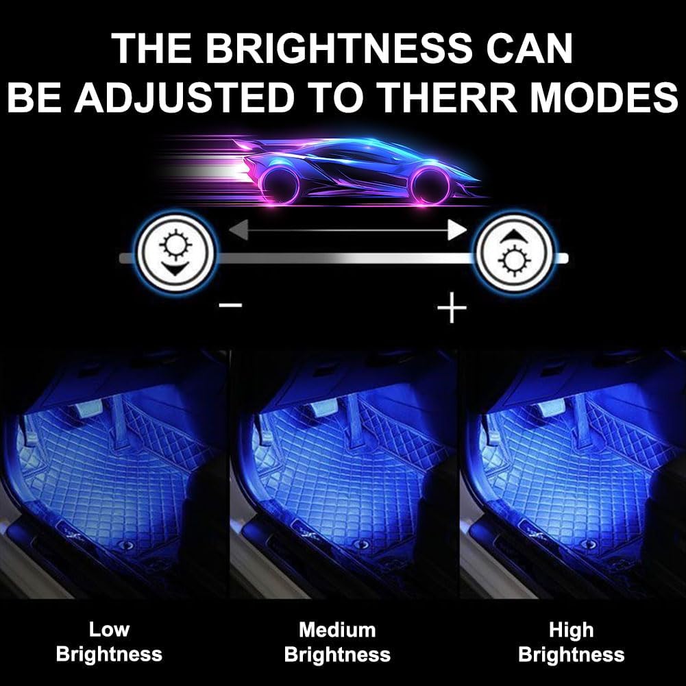 4Pcs LED Interior Car Lights Wireless With Remote, Portable USB Rechargeable Car Interior Led Night Light For Car Decor