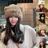 Furry Hat Head Wrap Furry Bear Soft Thicken Hood for Women Outdoor Wear Thicken Ear for Winter Sports Cycling Skiing