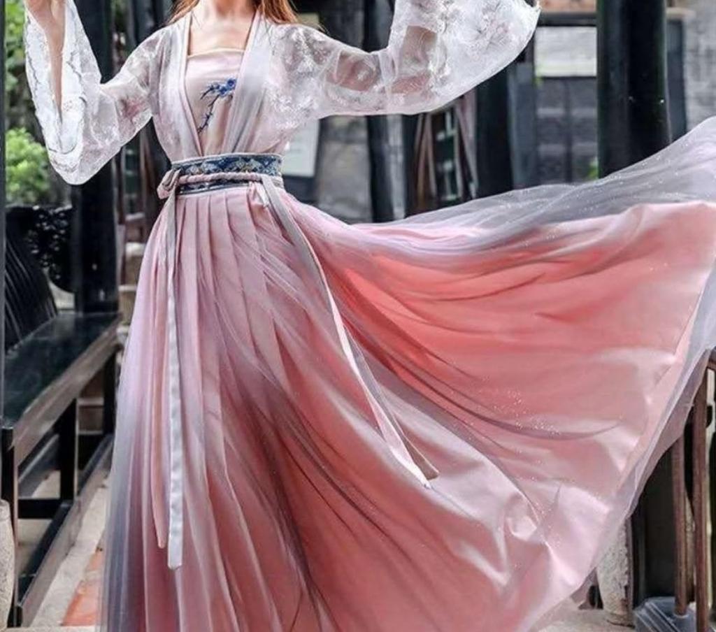 Ханфу Косплей Хакама Японское Кимоно Этнический Костюм Косплей Длинный [Леди Ленивый] (Розовый, S)