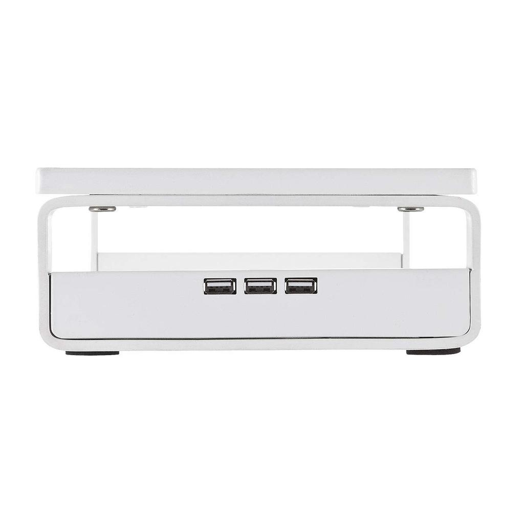 Подставка для монитора Sanwa Direct с 3 портами USB и 2 розетками, ширина 60 x глубина 20, см, белая, 100-MR039W