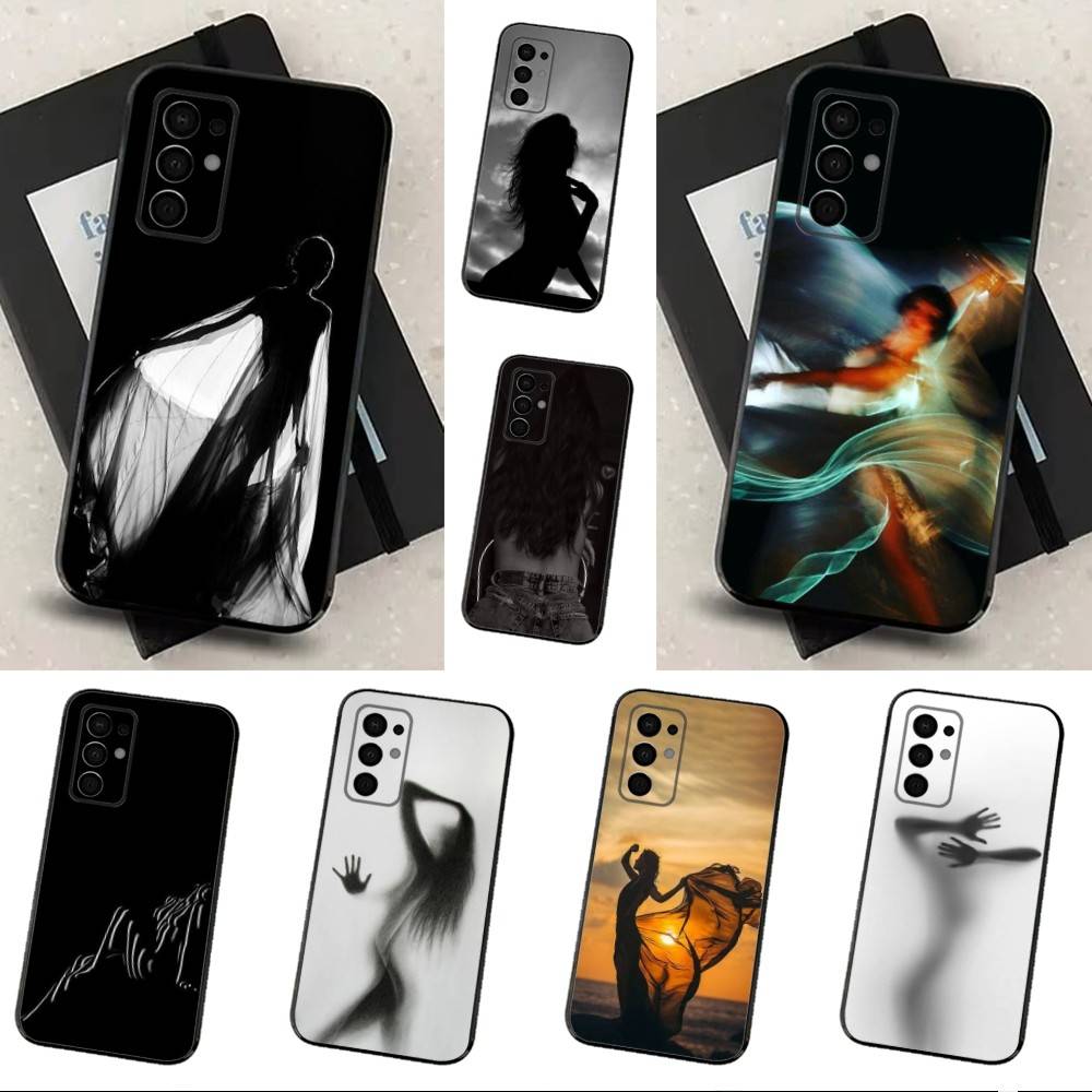 Sexy Girl Silhouettes Phone Case For Samsung Galaxy A73,31,32,72,41,53,52,71,22,5G,Note,J7,8,9 Soft Black Silicone Cover