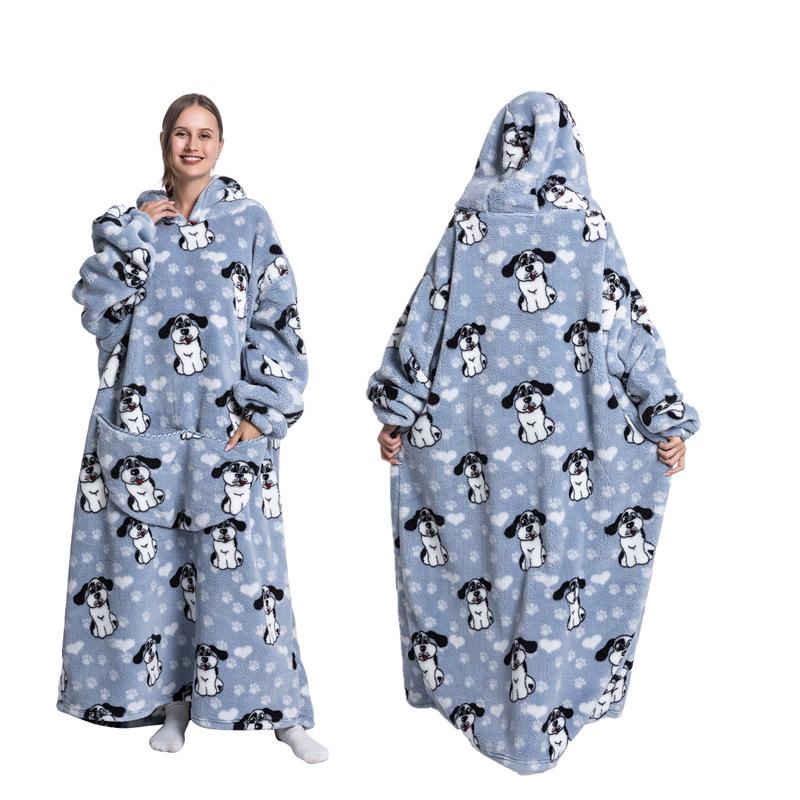 Зимний теплый флисовый халат с капюшоном для женщин, большое одеяло 140 см с рукавами, флисовые теплые толстовки, толстовки, гигантское ТВ-одеяло, женский халат с капюшоном