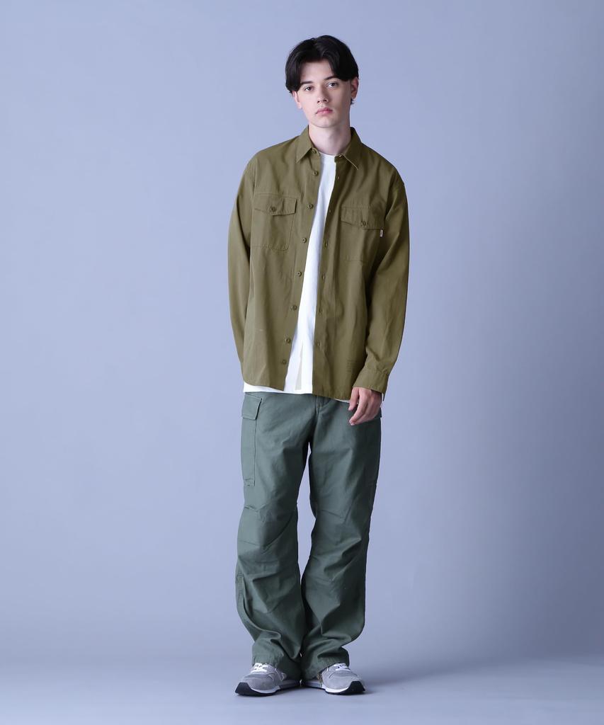 AVIREX BASIC ARMY POPLIN L/S SHIRT men's L 310 olive