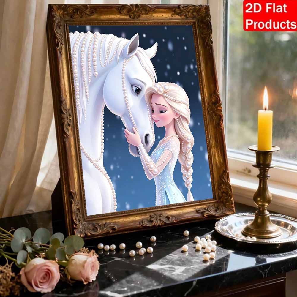 Disney Жемчужная живопись Замороженная Эльза и ее Пони Уголок 5D DIY Жемчужная картина Поделки для взрослых/новичков Идеи подарков Декор для дома