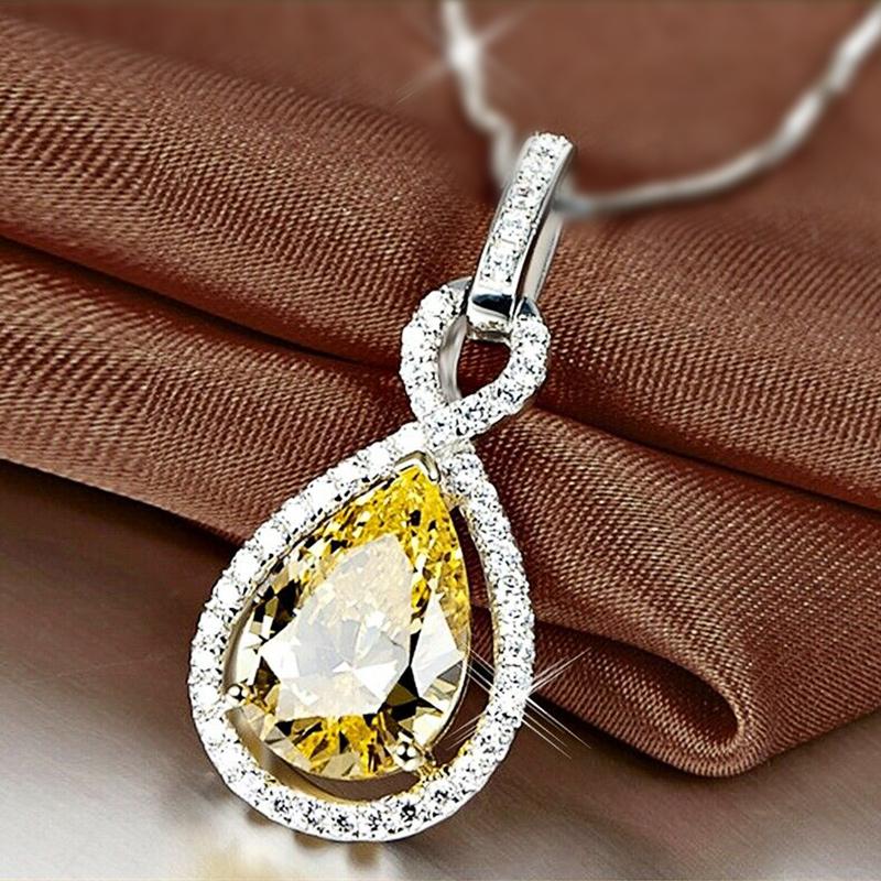 Изысканные желтые кубические циркониевые подвески ожерелья для женщин элегантные помолвочные вечеринки леди роскошные ювелирные аксессуары