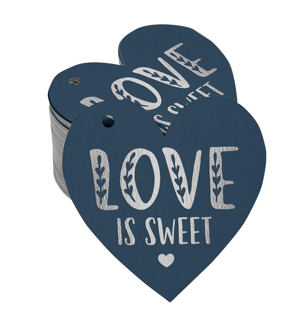 Inkdotpot 100 шт. в упаковке бирка из настоящей серебряной фольги Love Is Sweet на свадьбу