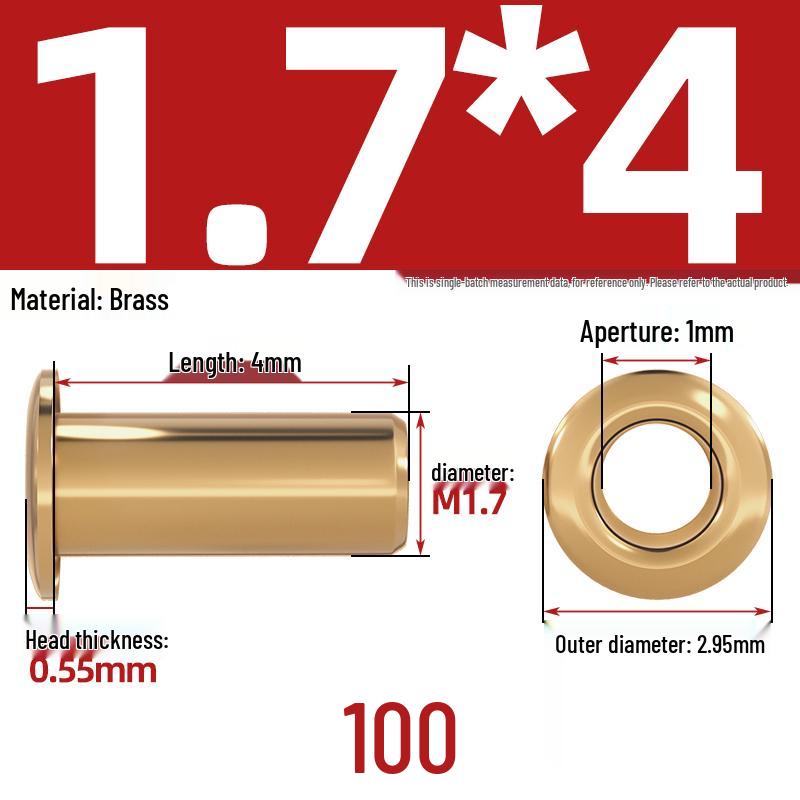 Pure Brass Hollow Rivets & Copper Eyelets Fasteners M1.3–M5
