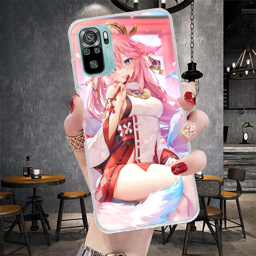 Yae Miko Genshin Impact Phone Case For Xiaomi Redmi Note 13 14 15 Pro Plus 12S 12 14S 11S 11E 10 10S 11 11T 5G 4G Cover Coque Re