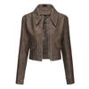 Spring and Autumn New Women's Loose Casual Long Sleeve Leather Jacket Coat