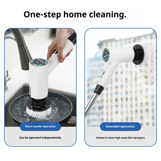 Электрическая вращающаяся щетка для уборки, беспроводная, с 9 насадками, 3 скорости, водонепроницаемая щетка для душа с удлинительной ручкой для ванны, плитки, пола, автомобиля