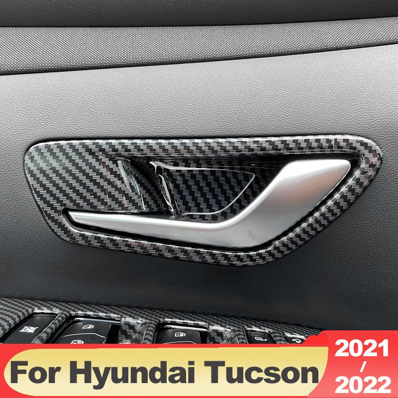 Для Hyundai Tucson NX4 2022 2023 Hybrid N Line ABS углеродное волокно, внутренняя дверная ручка, рамка, накладка, аксессуары для интерьера