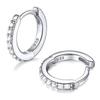 [ChicSilver] Hoop Earrings Ladies Ring Earrings Men's Leave It On Compatible with Metal Allergies Silver 925 Zirconia Inner Diameter 8mm 20g