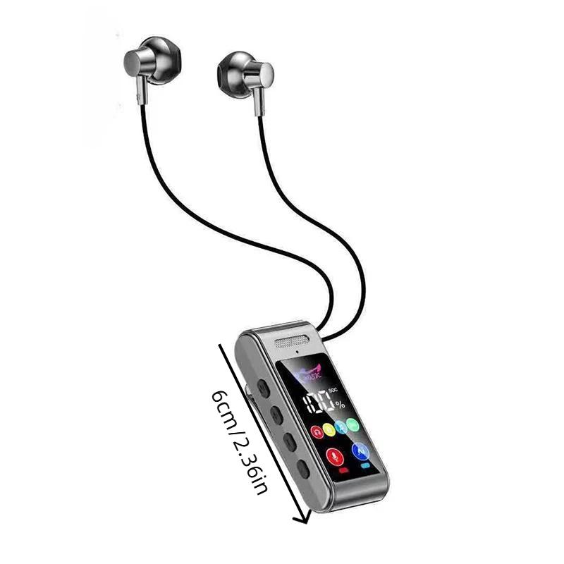 Neckband Clip Bluetooth Earphones IPX4 Sweatproof Clear Call Headset with Digital Display for Daily Commute