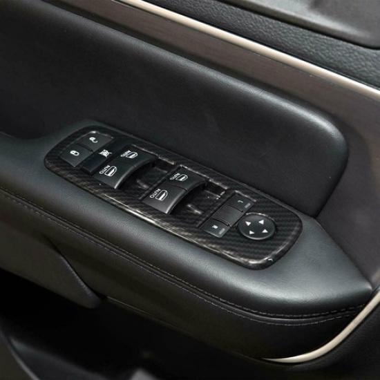 4* Window Lift Switch Panel Cover Trim for Dodge Ram 1500 2010-17 Carbon Fiber