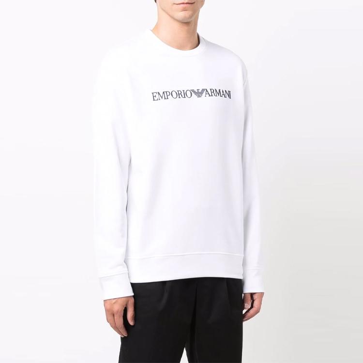 Emporio Armani Свитшот мужской с принтом букв, свободный крой, круглый вырез, длинный рукав, белый 8N1MR6-1JRIZ-F109