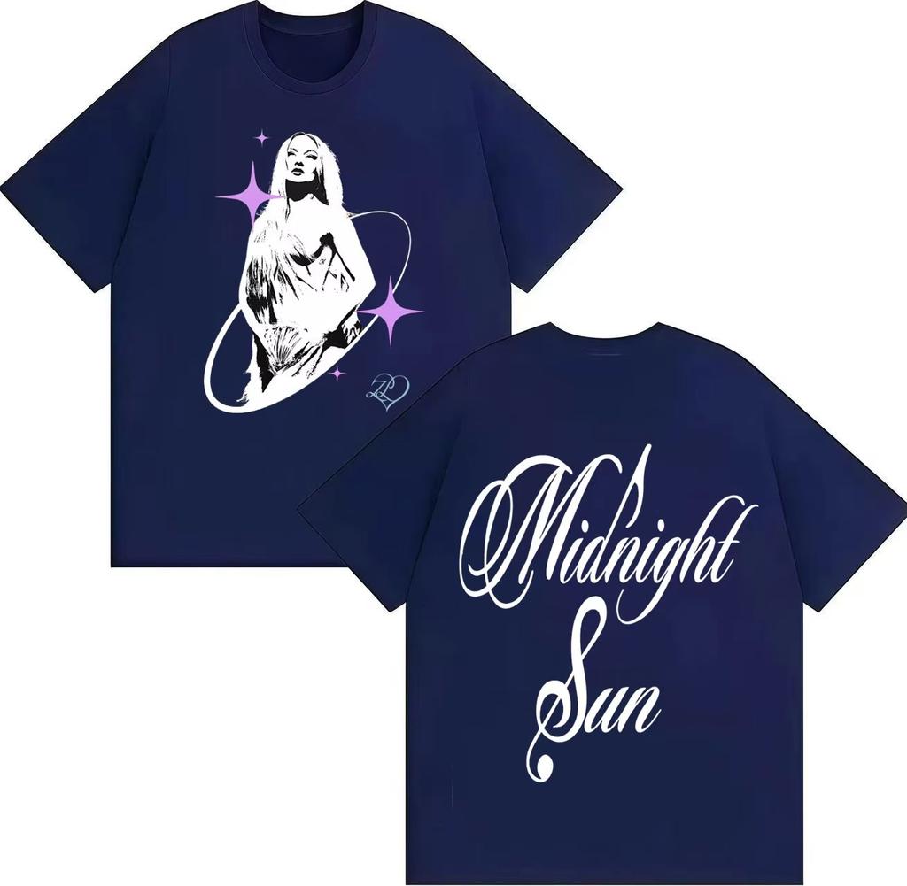 Streetwear Harajuku Graphic Tshirt Singer Midnight Sun Pop Music Aesthetics 2026 Summer Print Pure Cotton Shortsleeved top