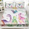 Милый мультяшный узор динозавра Матрас из трех частей Цифровая печать Милый комплект постельного белья с динозаврами