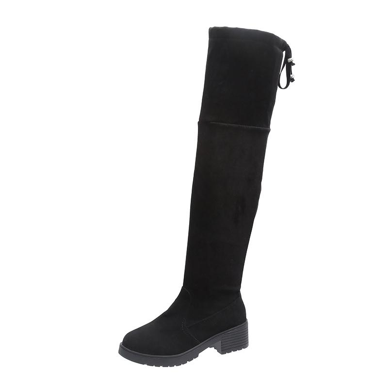 Fashion Fashion Warm Suede Women Boots Winter Black Over The Knee Boots New Comfort Lace Up Chunky High Heels Shoes Round Toe Boots