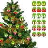 2.4 Inch Christmas Ball Ornaments with Fuzzy Green Hair Glittering Hanging Furry Elf Ball Decoration Red Green Plastic Ball Ornament for Xmas Tree