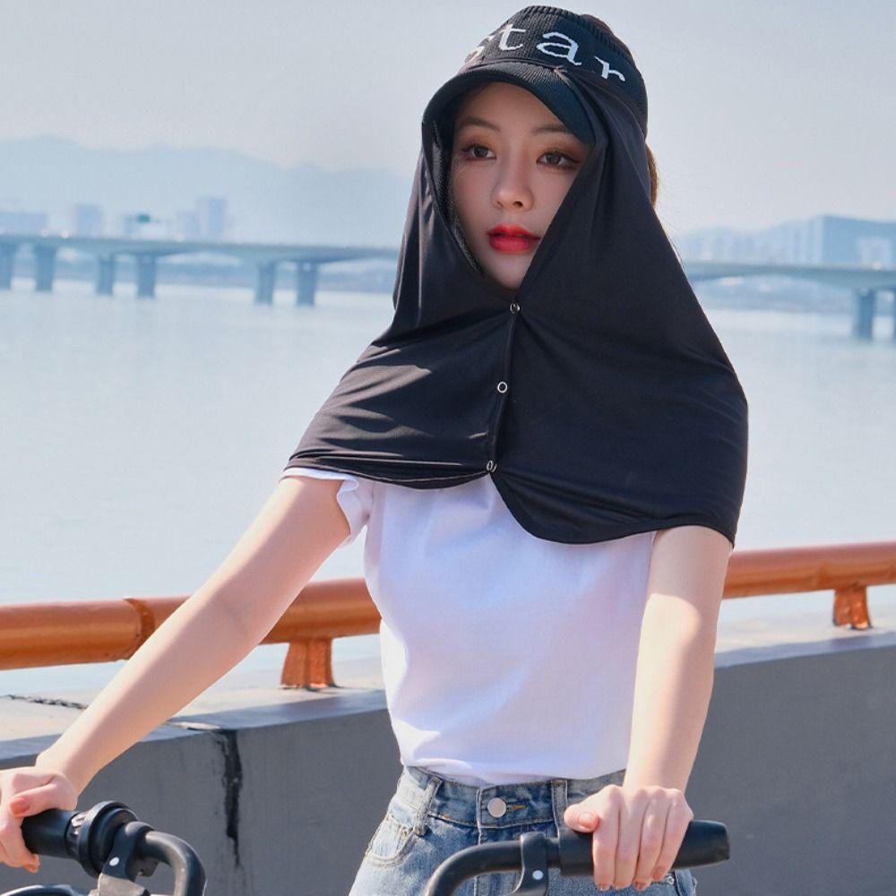 Solid Color Cycling Scarf Quick Drying Face Veil Thin Ice Silk Sunscreen Mask Outdoor
