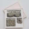 Leopard Print Silk Eye Mask & Accessories Set: Includes Pillowcase, Hair Band, Headband, and Light-Blocking Sleep Mask.